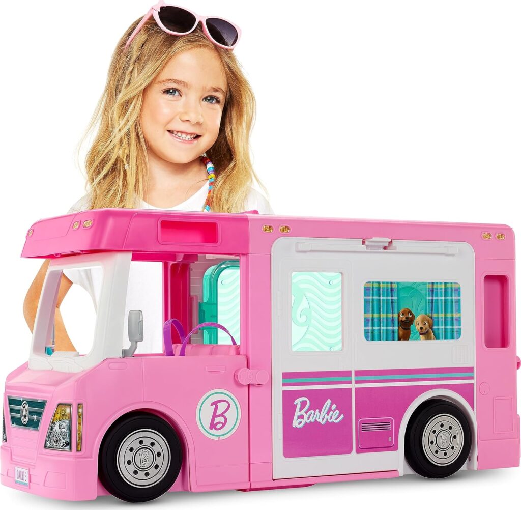 Barbie Camper Playset, 3-In-1 Dreamcamper with Pool and 50 Accessories, Transforms Into Truck, Boat and House (Amazon Exclusive)