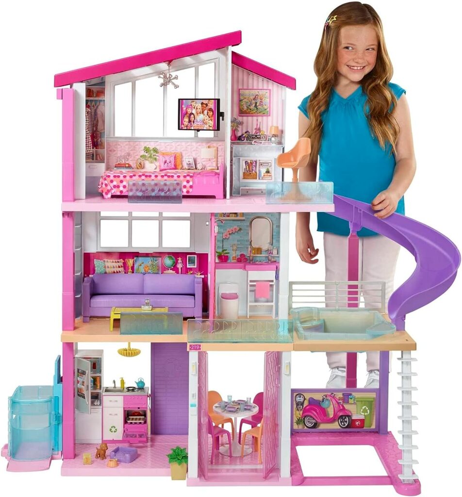 Barbie Dreamhouse, Doll House Playset with 70+ Accessories Including Transforming Furniture, Elevator, Slide, Lights Sounds (Amazon Exclusive)
