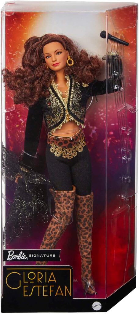 Barbie Signature Gloria Estefan Barbie Doll in Gold and Black Fashion and Accessories, with Microphone, Gift for Collectors