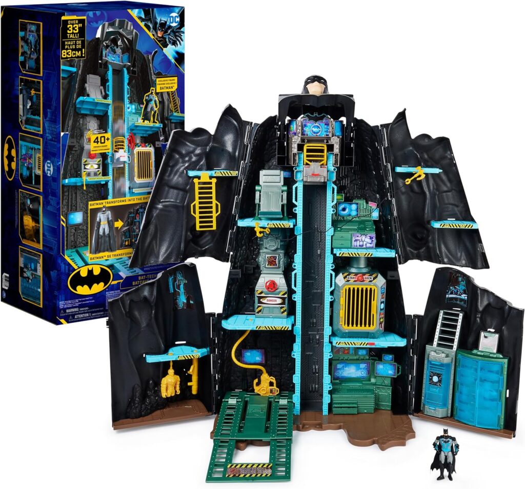 DC Comics Batman, Bat-Tech Batcave, Giant Transforming Playset with Exclusive 4” Batman Figure and Accessories, Kids Toys for Boys Aged 4 and Up