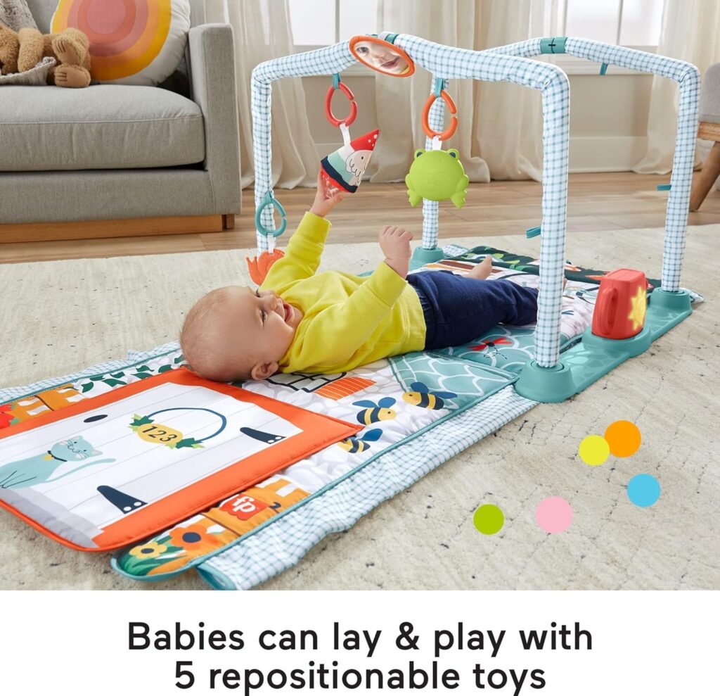 Fisher-Price Baby Playmat 3-In-1 Crawl  Play Activity Gym With 5 Baby Toys For Newborn To Toddler Sensory  Fine Motor Play