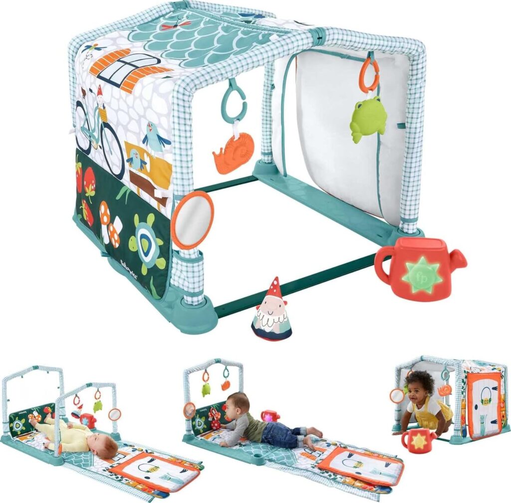 Fisher-Price Baby Playmat 3-In-1 Crawl  Play Activity Gym With 5 Baby Toys For Newborn To Toddler Sensory  Fine Motor Play