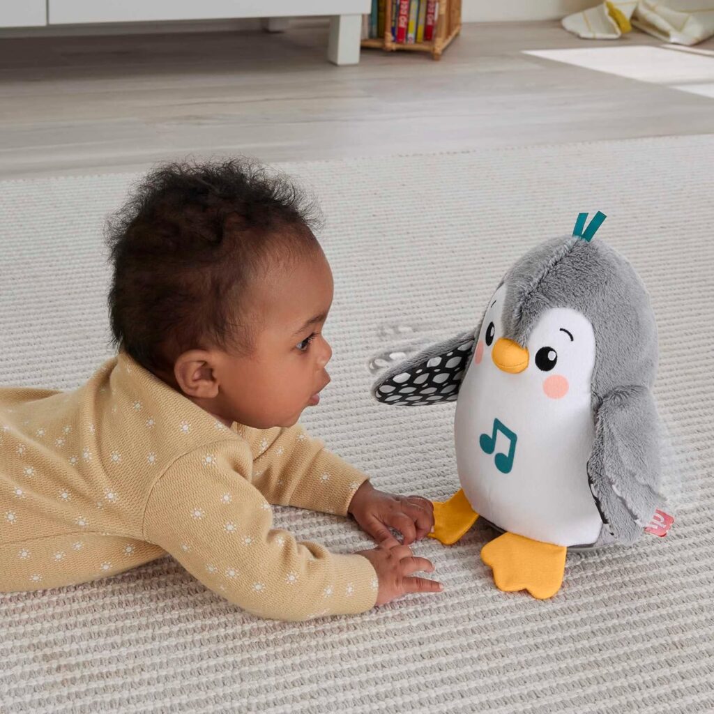 Fisher-Price Baby Plush Baby Toy Flap  Wobble Penguin with Music and Motion For Tummy Time To Sit-At Sensory Play