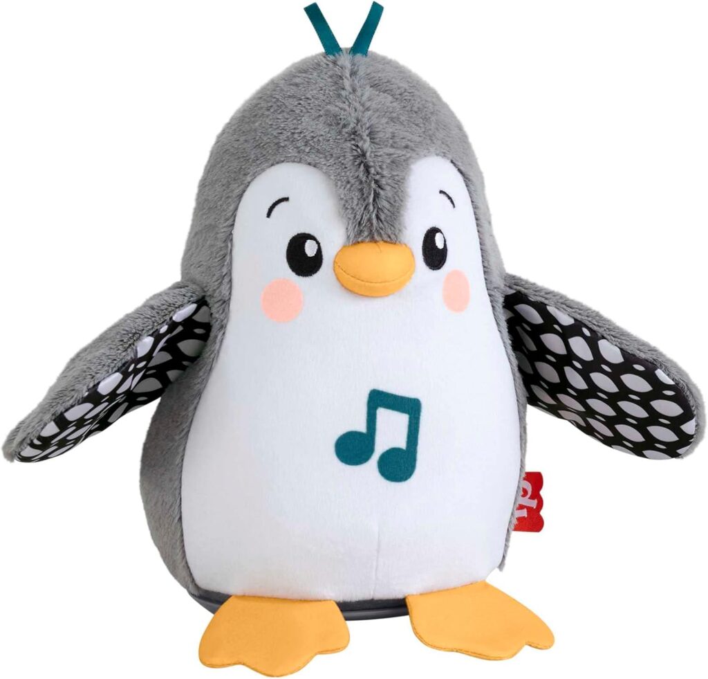 Fisher-Price Baby Plush Baby Toy Flap  Wobble Penguin with Music and Motion For Tummy Time To Sit-At Sensory Play