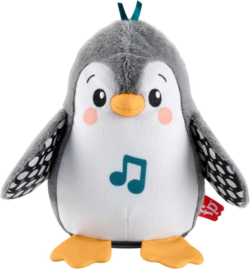 Fisher-Price Baby Plush Baby Toy Flap  Wobble Penguin with Music and Motion For Tummy Time To Sit-At Sensory Play