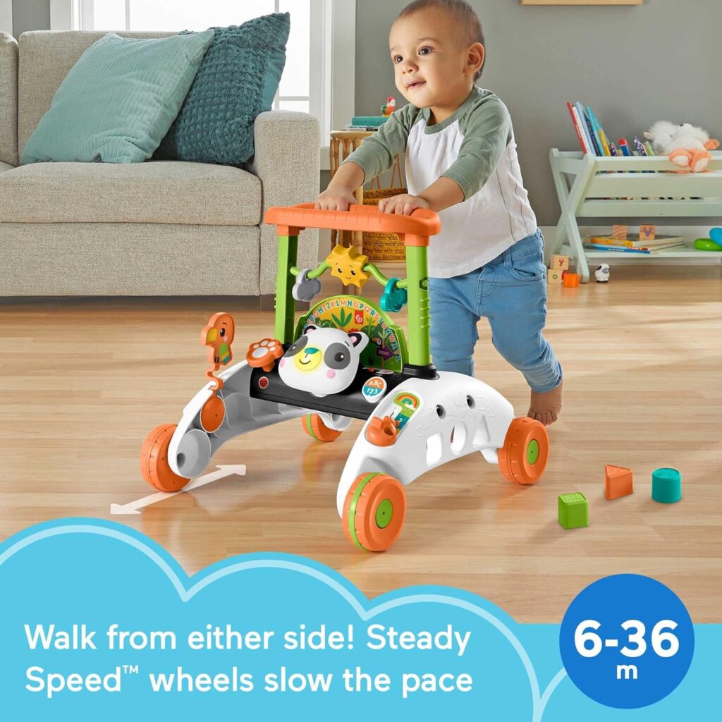 Fisher-Price Baby  Toddler Toy 2-Sided Steady Speed Panda Walker With Smart Stages Learning  Blocks For Ages 6+ Months