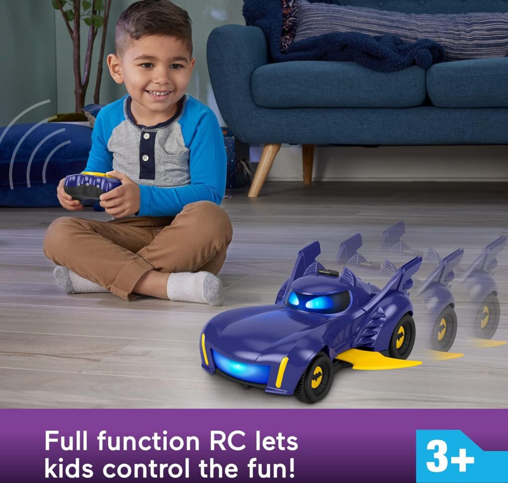 Fisher-Price DC Batwheels Remote Control Car, Bam The Batmobile Transforming RC with Lights Sounds  Character Phrases for Ages 3+ Years