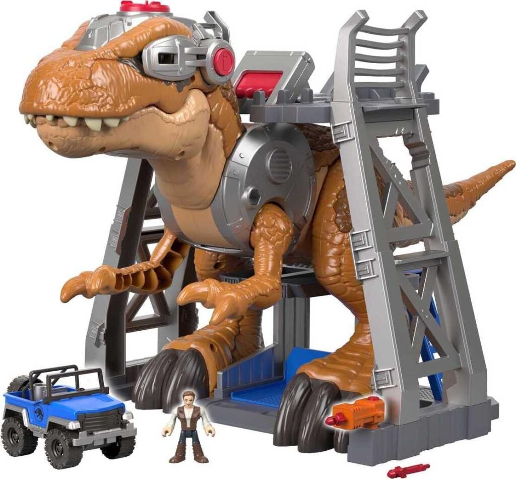 Fisher-Price Imaginext Jurassic World T. rex Dinosaur Toy with Owen Grady Figure, Light-Up Eyes  Chomping Action for Ages 3+ Years, 7-Piece Set (Amazon Exclusive)