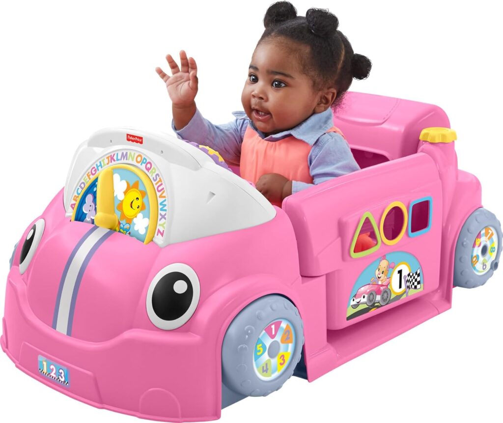 Fisher-Price Laugh  Learn Baby Activity Center Crawl Around Car with Music Lights and Smart Stages for Infants and Toddlers, Red (Amazon Exclusive)