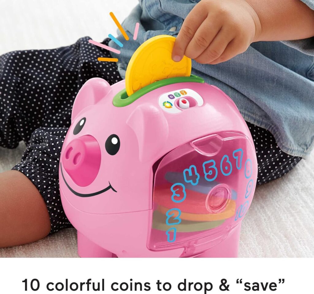 Fisher-Price Laugh  Learn Baby Learning Toy Smart Stages Piggy Bank with Songs Sounds and Phrases for Infant to Toddler Play (Amazon Exclusive)