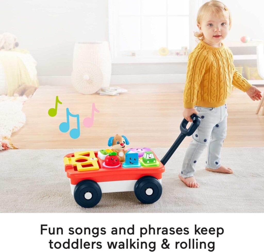 Fisher-Price Laugh  Learn Baby  Toddler Toy, Pull  Play Learning Wagon with Smart Stages  4 Pieces for Ages 6+ Months (Amazon Exclusive)