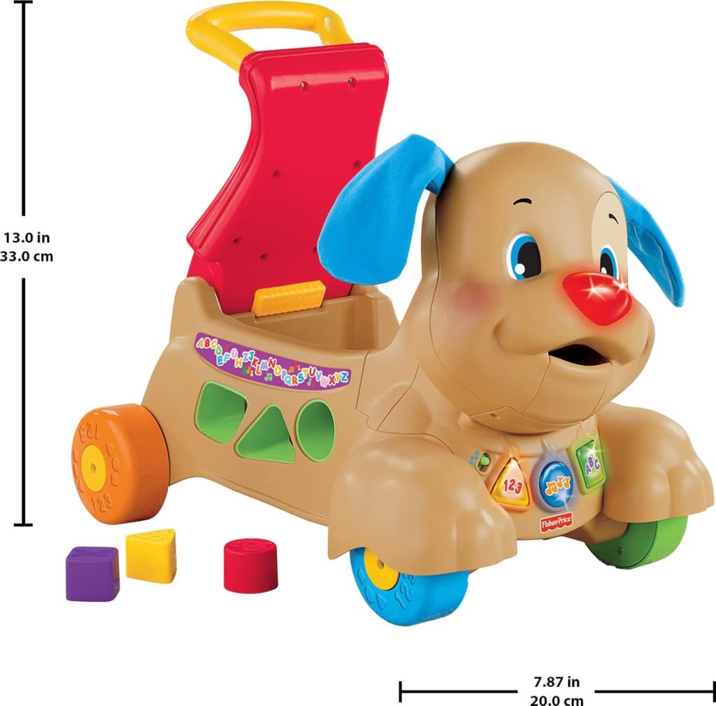 Fisher-Price Laugh  Learn Musical Baby Walker, Stride-To-Ride Puppy, Ride-On Toy With Lights Songs  Blocks For Infant To Toddler