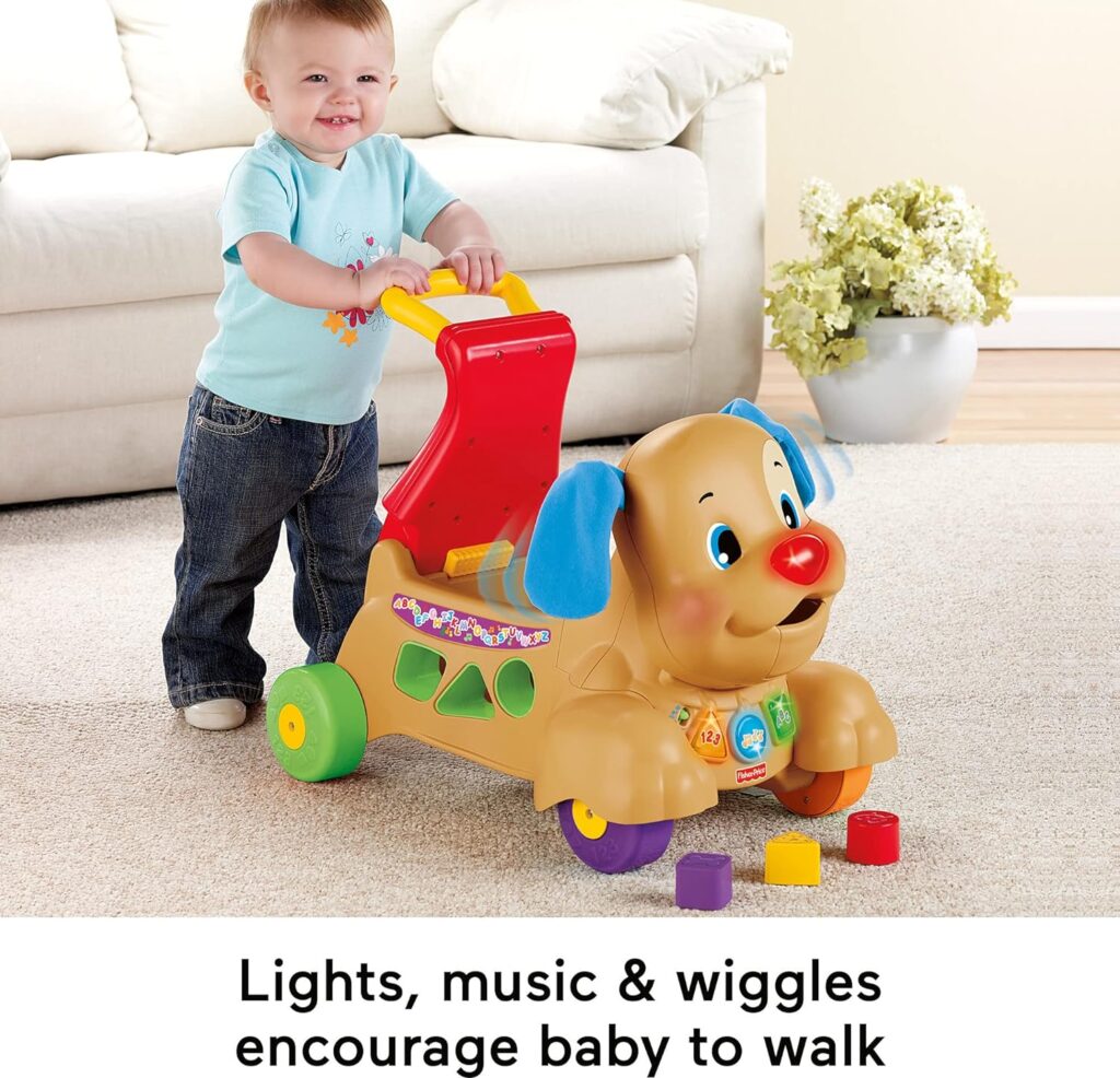 Fisher-Price Laugh  Learn Musical Baby Walker, Stride-To-Ride Puppy, Ride-On Toy With Lights Songs  Blocks For Infant To Toddler