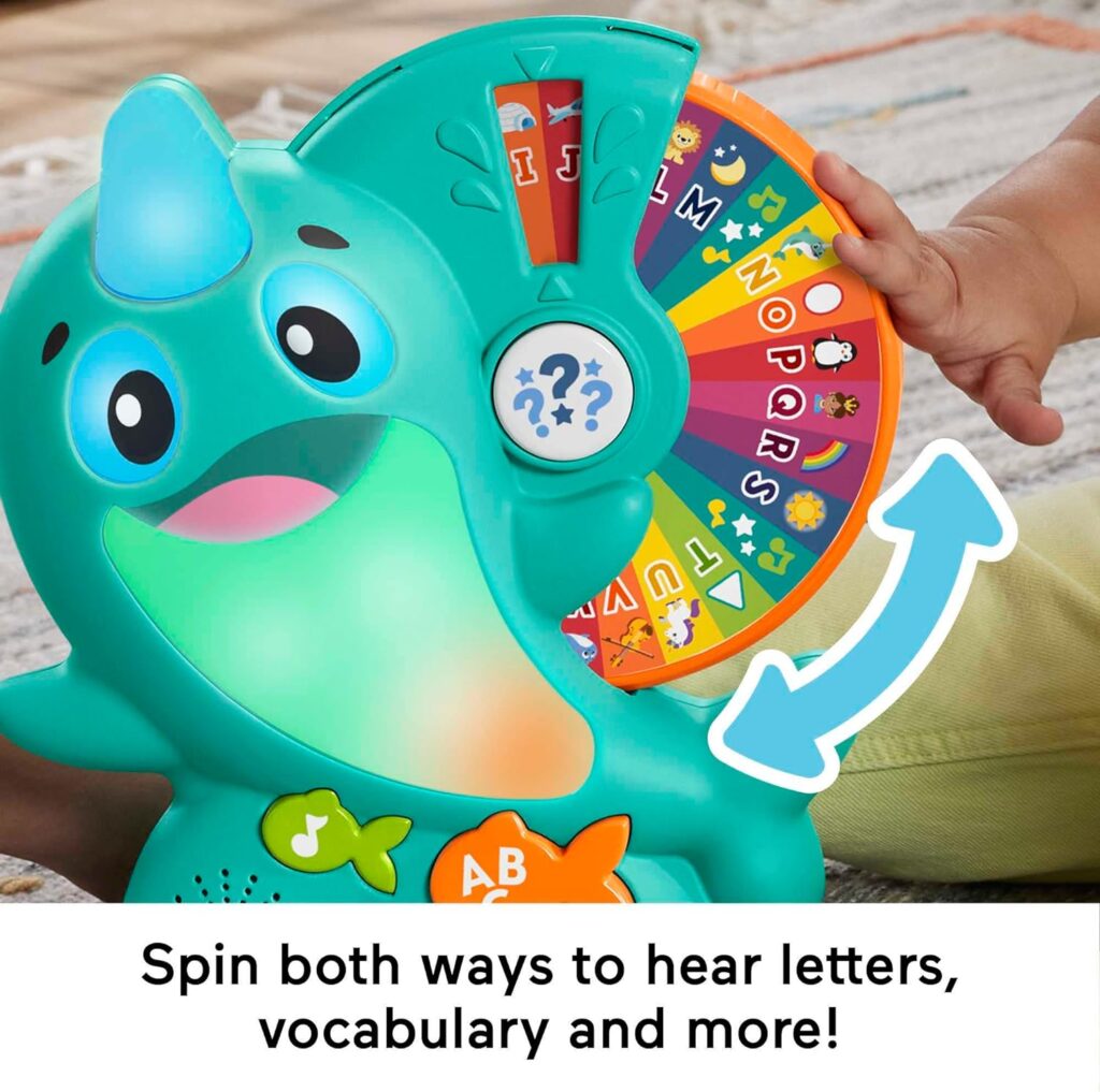 Fisher-Price Linkimals Toddler Toy Learning Narwhal with Interactive Lights Music  Educational Games for Ages 18+ Months