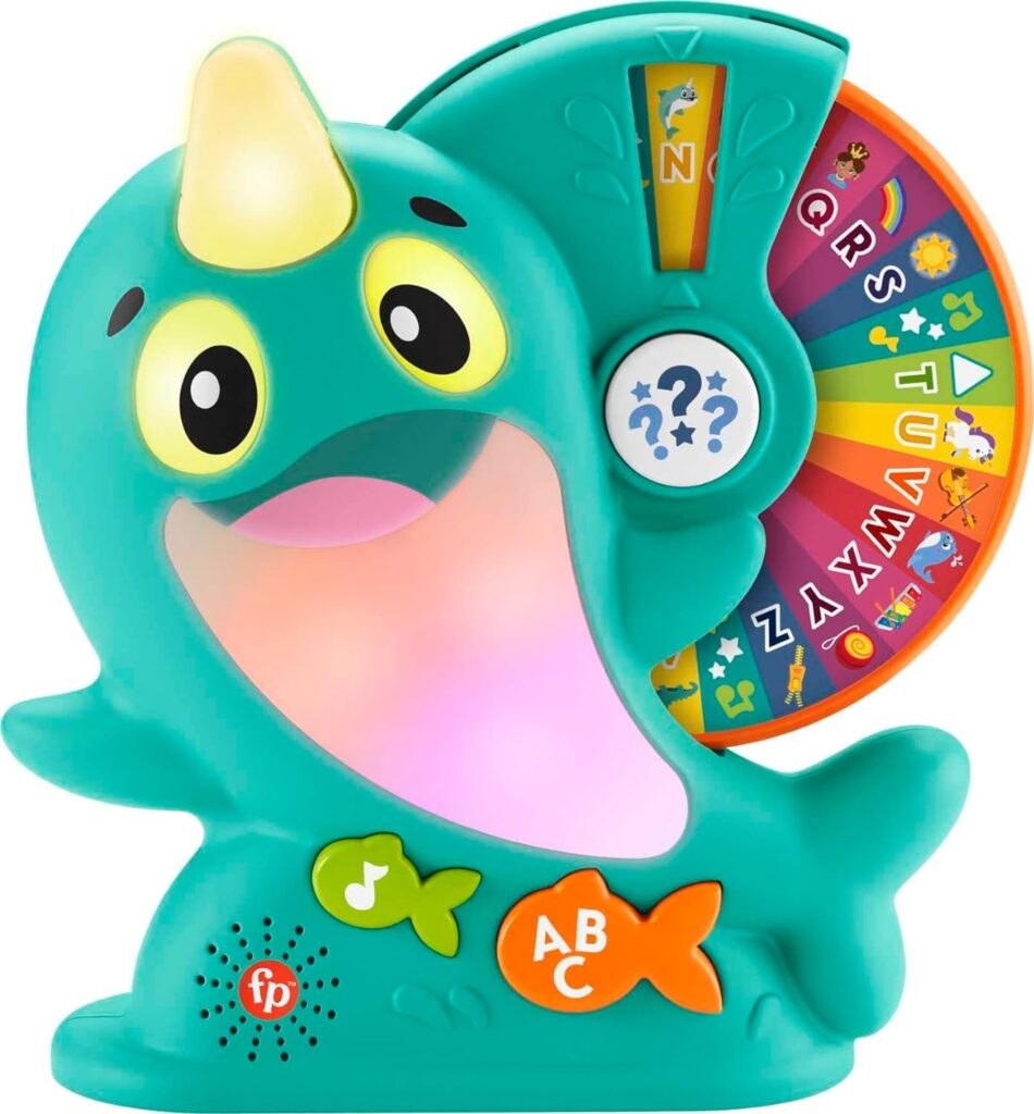 Fisher-Price Linkimals Toddler Toy Learning Narwhal with Interactive Lights Music  Educational Games for Ages 18+ Months