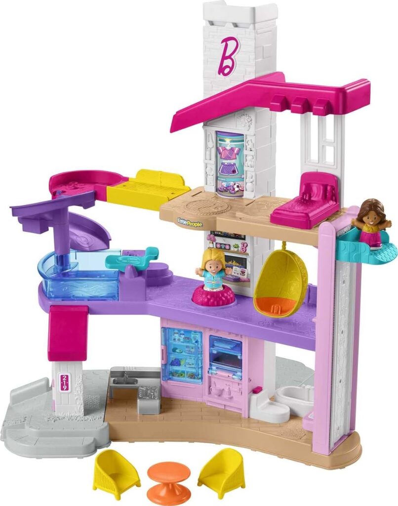 Fisher-Price Little People Barbie Toddler Playset Little Dreamhouse With Music  Lights Plus Figures  Accessories For Ages 18+ Months