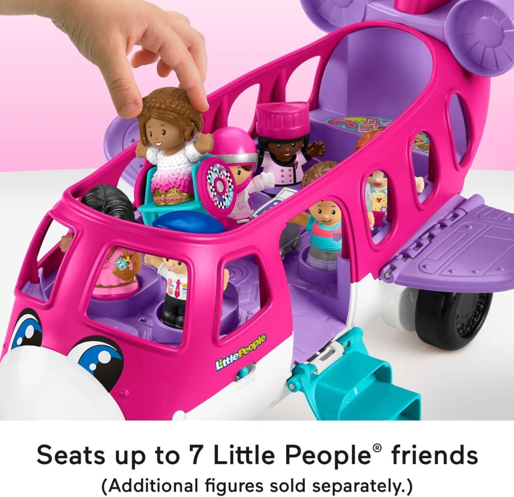 Fisher-Price Little People Barbie Toddler Toy Little Dream Plane with Lights Music  Figures for Pretend Play Ages 18+ Months
