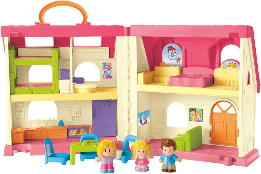 Fisher-Price Little People Toddler Playhouse Surprise  Sounds Home Musical Playset with Figures  Accessories for Ages 1+ Years (Amazon Exclusive)