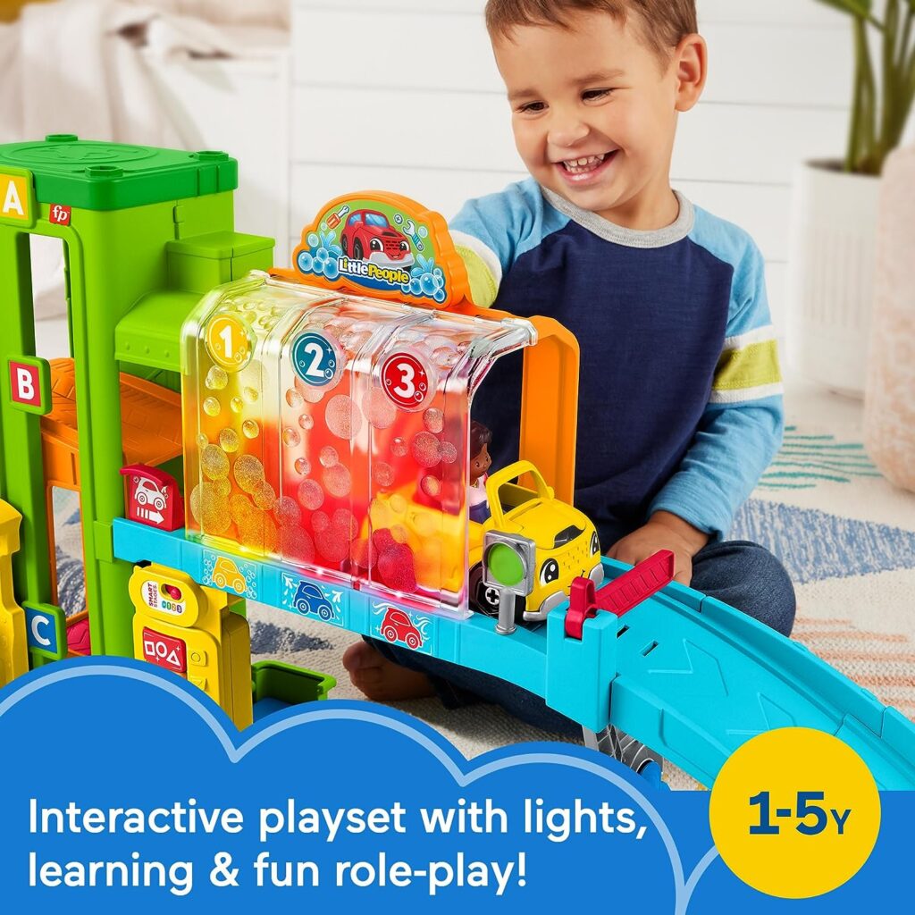 Fisher-Price Little People Toddler Playset Light-Up Learning Garage with Smart Stages Plus Toy Car and Ramp for Ages 1+ Years