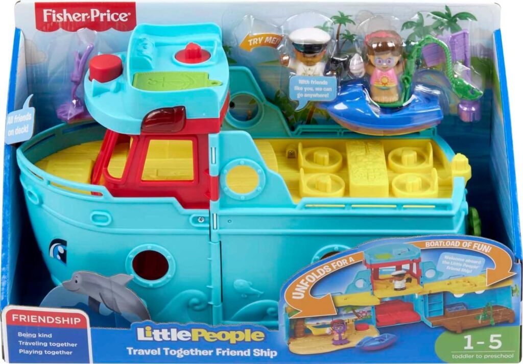 Fisher-Price Little People Toddler Toy Travel Together Friend Ship Musical Playset with 2 Figures  Accessories for Ages 1+ years (Amazon Exclusive)