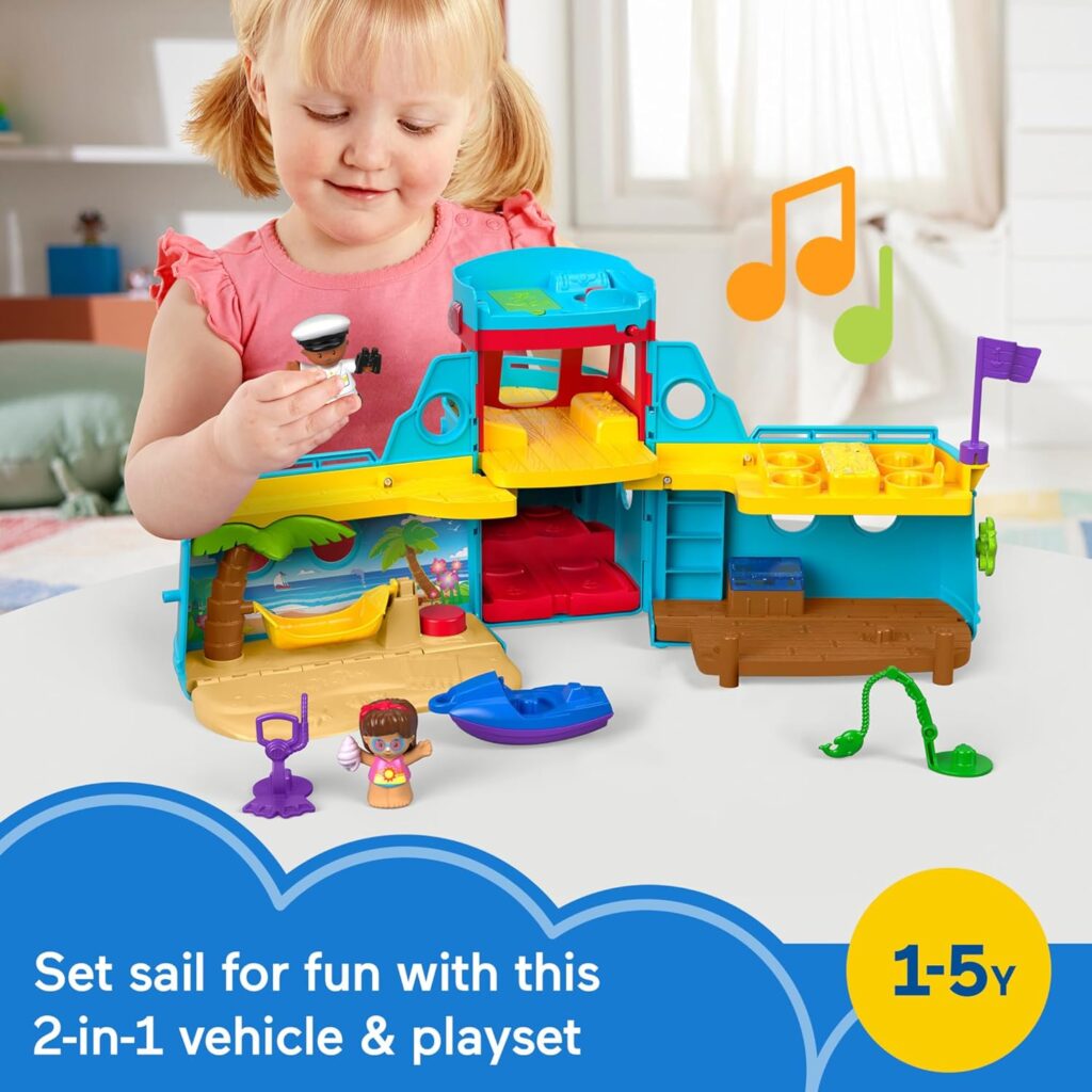 Fisher-Price Little People Toddler Toy Travel Together Friend Ship Musical Playset with 2 Figures  Accessories for Ages 1+ years (Amazon Exclusive)