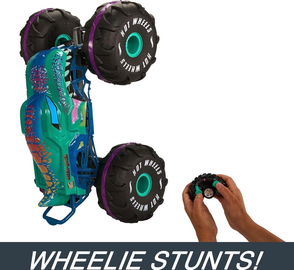 Hot Wheels RC Monster Trucks 1:6 Scale Mega-Wrex, Large Remote-Control Toy Truck, All-Terrain Tires, 2ft+ Long