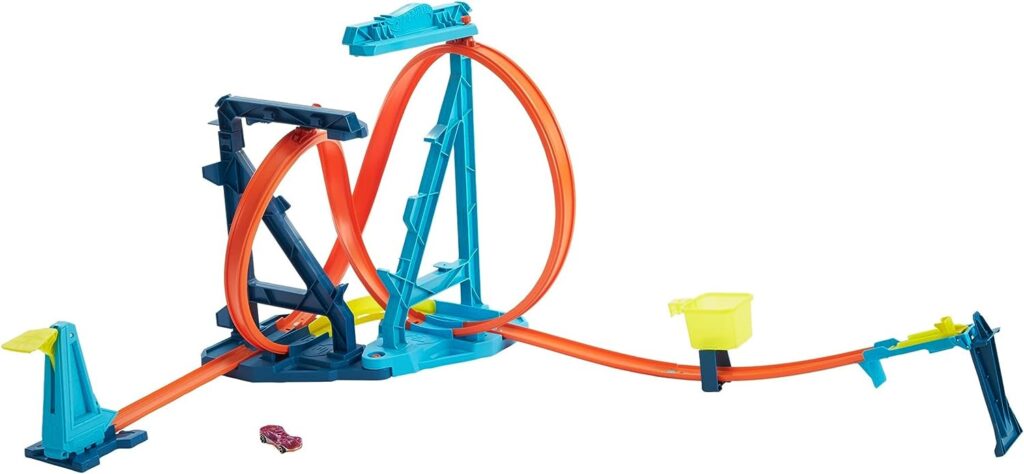 Hot Wheels Toy Car Track Set Infinity Loop Kit, 2 Stunt Set-Ups, Connects to Other Sets, Includes 1:64 Scale Car
