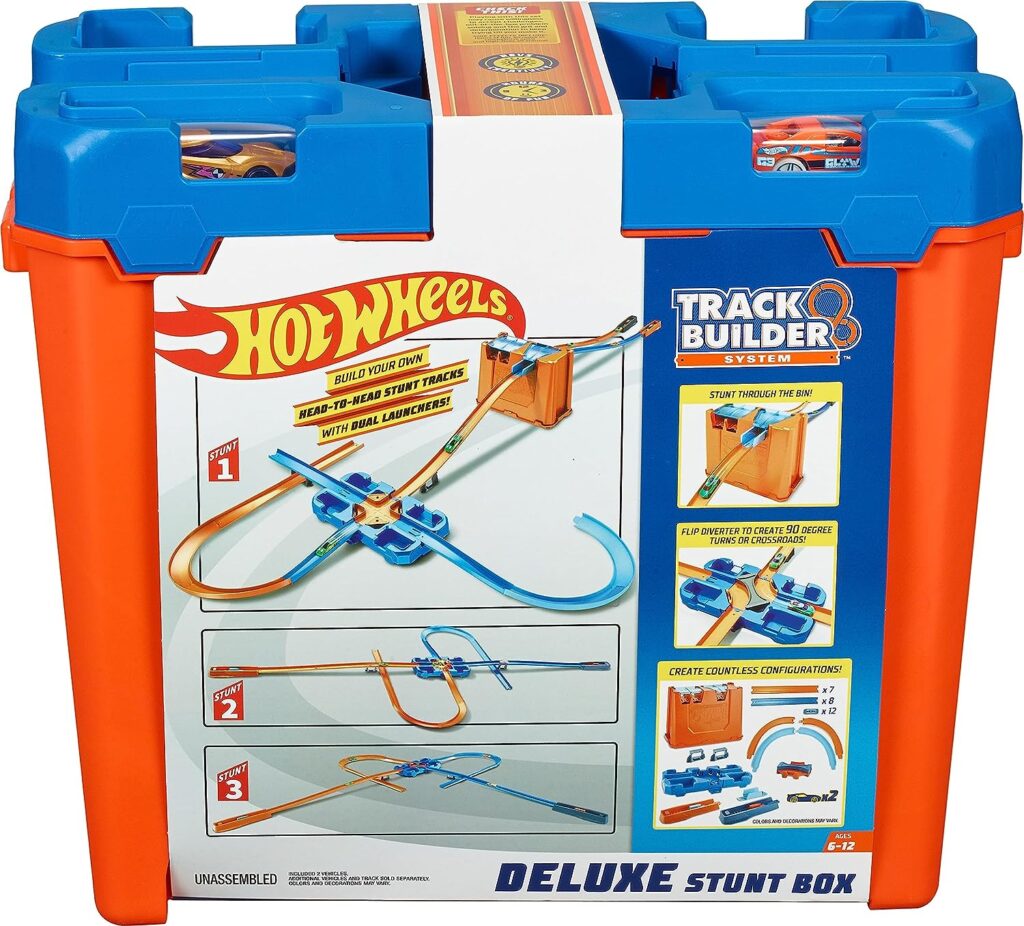 Hot Wheels Track Builder Playset, Deluxe Stunt Box with 25 Component Parts  1:64 Scale Toy Car (Amazon Exclusive)