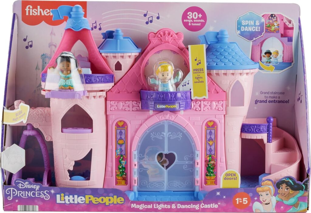 Little People Toddler Playset Disney Princess Magical Lights  Dancing Castle Musical Toy with 2 Figures for Ages 18+ Months