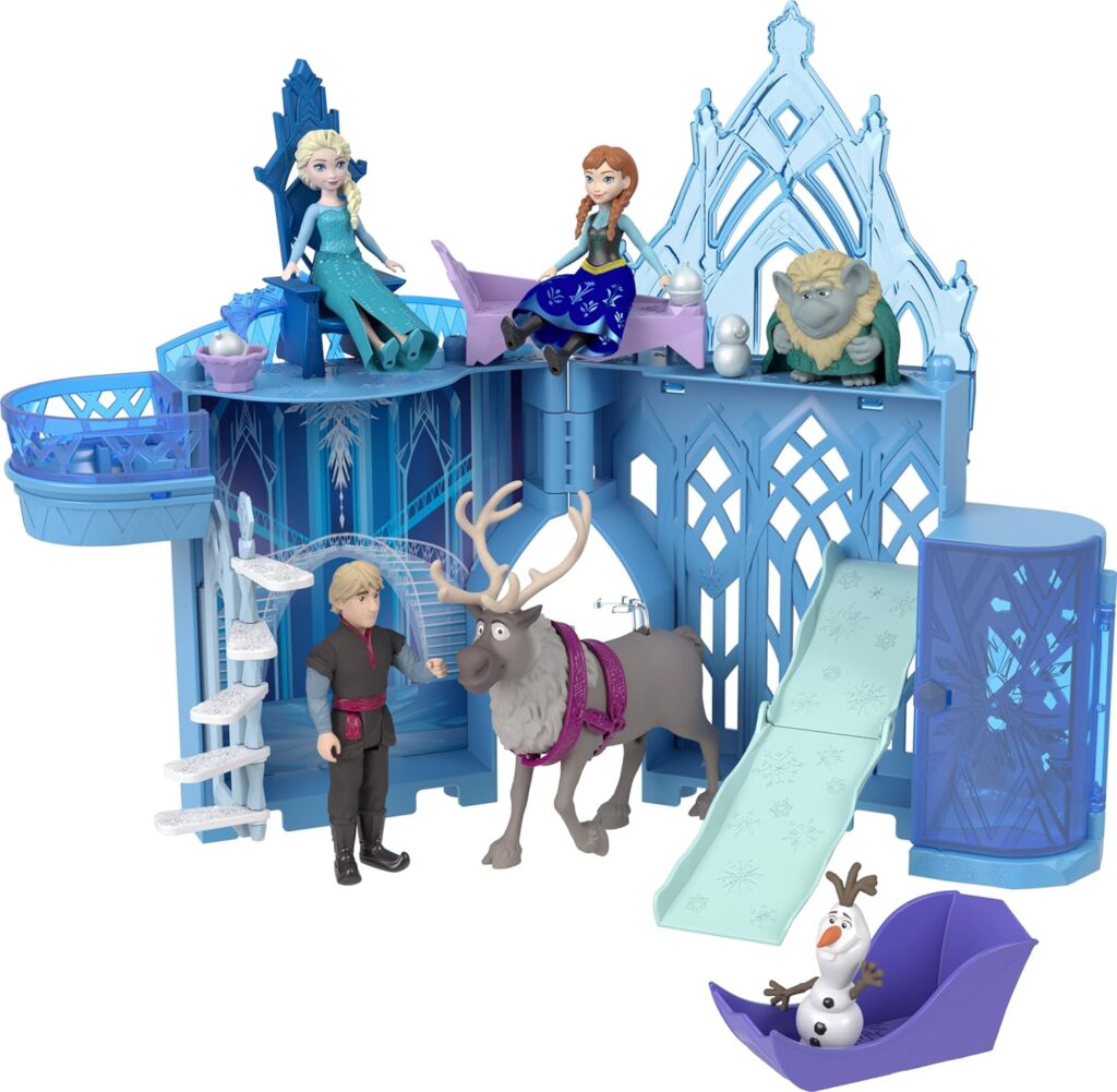 Mattel Disney Frozen Toys, Elsa Ice Palace Storytime Stackers, Castle Doll House Playset with Small Doll  8 Accessories