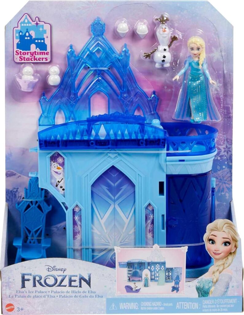 Mattel Disney Frozen Toys, Elsa Ice Palace Storytime Stackers, Castle Doll House Playset with Small Doll  8 Accessories