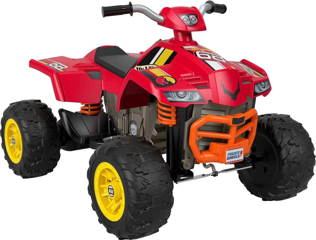 Power Wheels Hot Wheels Ride-On Toy Racing ATV with Multi-Terrain Traction and Reverse Drive, Seats 1 (Amazon Exclusive)